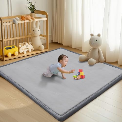 ZIKEBTUY Spielmatte Baby,Kinderzimmer Teppich mit Memory-Schaum,Leicht zu Reinigen Krabbelmatte,Faltbar Krabbeldecke für Baby,200x200x3.5cm