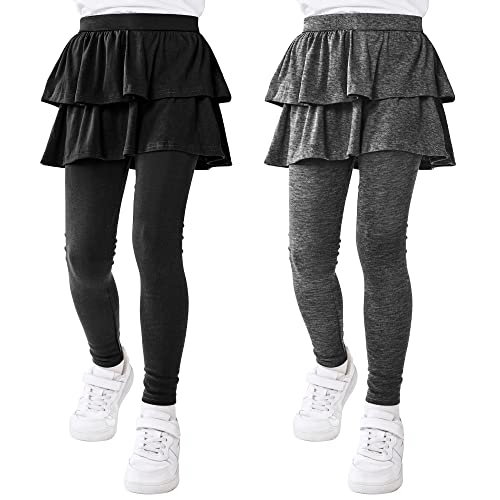 Resinta 2er-Pack Mädchen-Rock-Leggings Fußlose Mädchen-Leggings mit Rüschen Tutu-Röcken Mädchen-Culotte-Strumpfhosen Stretchiger Baumwoll-Hosenrock Cover