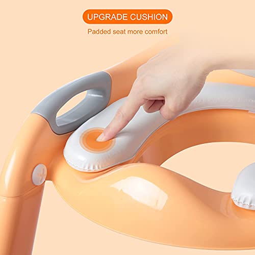 Fedicelly Potty Training Toilet Seat Boys Girls,Toddlers,Kids Potty Chair With Step Stool Ladder（Gray/Orange） #TOP2