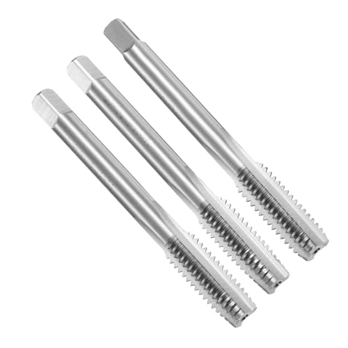 uxcell 3pcs Hand Tap Set, 3/8"-16 UNC Taper/Plug/Bottom Thread Screw Taps, High Speed Steel Hand Threading Tapping Tool Kit