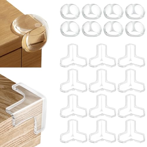 Samamoca 20 stycken hörnskydd, kantskydd för baby, bord självhäftande hörn, hörnskyddskanter baby, transparent bordshörnskydd för babysäkerhet, barnskydd, möbler, förbättrat superlim