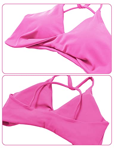 Low Medium Impact Sports Bra For Women Soft Workout Fitness Running Crop Soft Cross Back Padded Gym Bra Halter Backless Running Bra Sportwear 2023 Pink Medium #TOP5