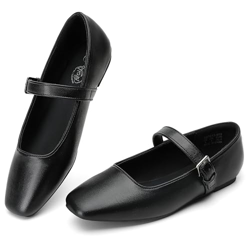 Image of Trary Mary Jane Shoes Women Woven Flats for Women Dressy Ballet Flats Squared Toe Mary Jane Flats Shoes