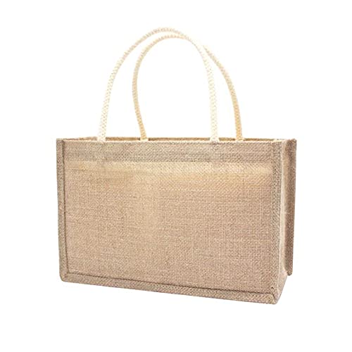 Dasing Sac à Provisions en Jute, Tote Sac à provisions réutilisable en toile de jute avec poignées, pour femme, sac à provisions peint à la main, respectueux de l'environnement Cover