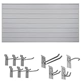 Crownwall 6" Slatwall Starter Bundle (8x4 ft) with 10-Piece Locking Hook Accessory Kit (Graphite)
