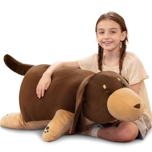 MorisMos 90cm lang Dackel Hund Kuscheltier XXL Kissen, weich dackel plüschtier stofftier, dackel Tierkissen Plüschkissen, Geburtstag deko Geschenk für Kinder Baby
