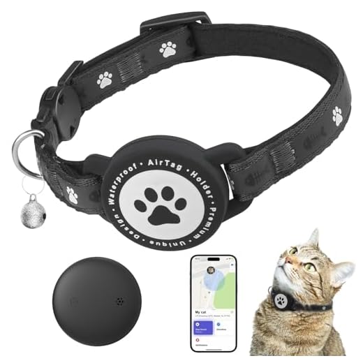 JIARUI GPS Tracker Katze, Mini SmartTag Tracker Ohne ABO für Katzen, (nur IOS) Reflektierendes GPS Katze Halsbänder, Tracking Standort von Haustieren, Arbeite mit App Find My