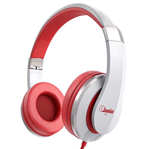 Elecder I41 Kids Headphones, Headphones For Kids Children Girls Boys Teens Foldable Adjustable On Ear Headphones With 3.5Mm Jack For Cellphones Computer Mp3/4 Kindle School White/Red #TOP12