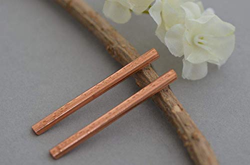 Copper Or Gold Bar Studs Sterling Post Dangle Earrings Geometric Jewelry Women Men (Copper Brown) #TOP3