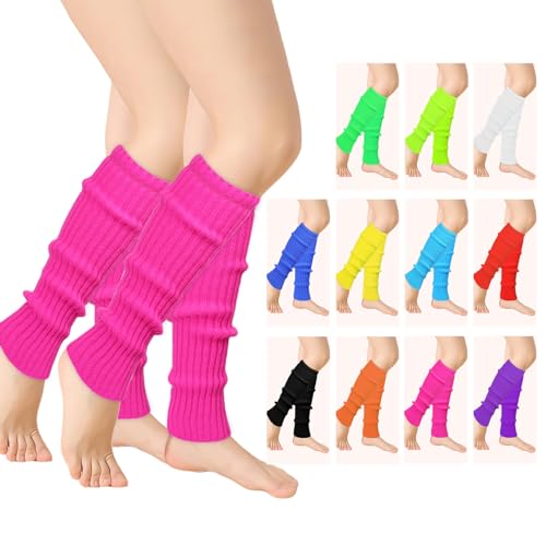 Jambières tricotées épaisses et souples style rétro fluo pour fête