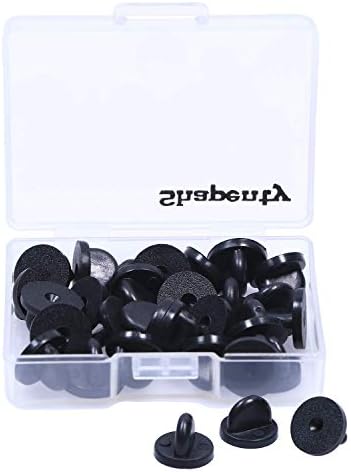 Shapenty Clutch PVC Rubber Pin Backs Keepers Replacement Uniform Badge Comfort Fit Tie Tack Lapel Pin Backing Holder Clasp (Black, 30PCS)