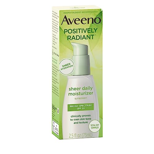 Aveeno Positively Radiant Sheer Daily Moisturizing Lotion For Dry Skin With Total Soy Complex And Spf 30 Sunscreen, Oil-Free And Non-Comedogenic, 2.5 Fl. Oz #TOP6