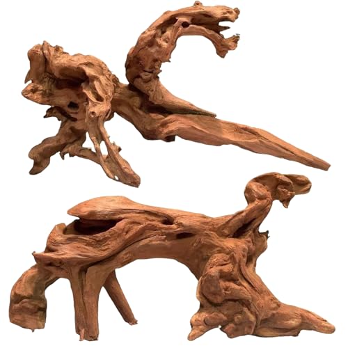 Hiwzitar 2-Piece 10-14 inch Natural Aquarium Driftwood Decorations - Aquascape