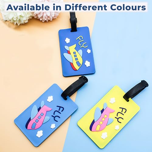 Image of Kraptick Luggage Tags for Travel - Strong & Stylish Bag Identification Tags for Suitcase Lightweight Name Tag for Bags Travel ID Labels for Suitcase, Backpack & School Bags (Pack of 2) (Blue,Yellow)