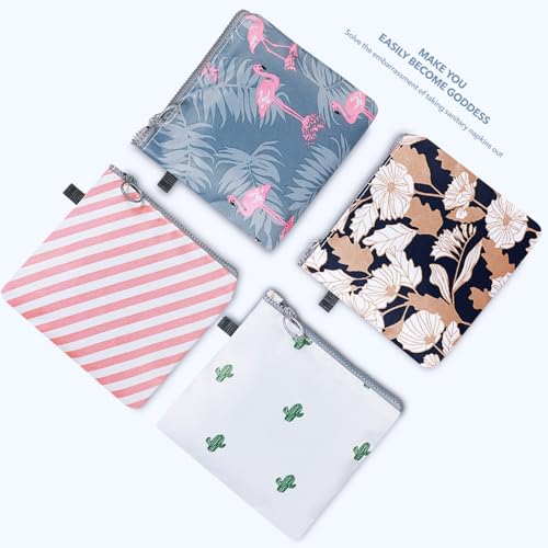 Image of 4PCS Napkin Organiser pad Holder Girl Wallet Menstrual Cup Storage case pad Organizer Zip id case Wallet Zip Wallet Purse Stand Girls Wallets Care Tampon