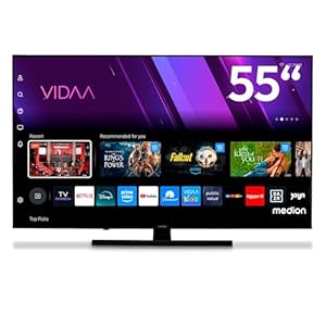 MEDION 138,8 cm (55 Zoll) QLED Fernseher (Smart-TV, Dolby Vision HDR, VIDAA Store, Prime Video, Disney+, DAZN, Paramount+, DTS X, Dolby Atmos, PVR, Bluetooth, MD 855600)
