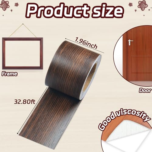 Image of Self Adhesive Wood Grain Repair Tape, 2 inch X 32 ft Decorative Duct Tape for Furniture, Floors, Door, Cabinets, Windows, Home Decoration 1 Roll (Deep Brown)