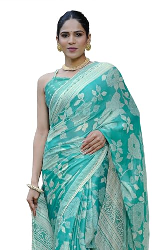 Image of MIRCHI FASHION Women Saree | Chiffon Foil Work Floral Printed Social Farewell Sari with Blouse