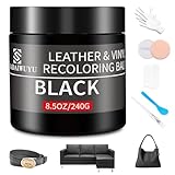 Leather Recoloring Balm,8.5oz Leather Color Restorer,Black Leather Repair kit for Furniture and Car Interior,Leather Couch Scratch Repair,Leather Dye Paint for Faded,Cracked and Damaged Leather