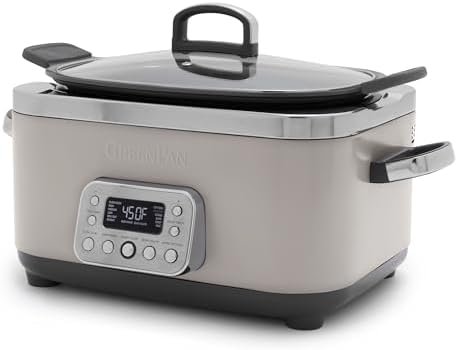 GreenPan Elite 14-in-1 Programmable 6QT Electric Slow Cooker, Dishwasher Safe Lid & Removable Crock, PFAS-Free Healthy Ceramic Nonstick Multi-Cooker, Sear, Sauté, Brown, Steam Basket, Roast, Clay