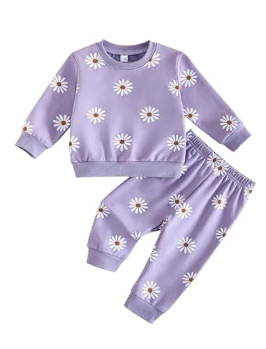 Image of Jecson Baby Girl Clothes Toddler Outfits Quilted Heart Sweatshirt & Jogger Pants Fall Winter Sweatsuit 2Pcs Sets 3M-4T