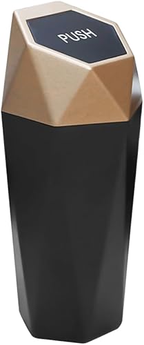 Basurero para automóvil, mini plástico portátil con tapa, diseño de diamante a prueba de fugas, pequeño cubo de basura impermeable para automóvil,