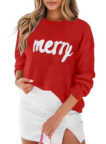 Image of MARZXIN Women Sweater Merry Christmas Pullover Holiday Sweatshirts Tops