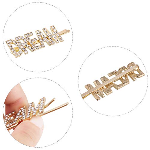 6 Pieces Word Letter Hair Clips Rhinestones Hair Barrettes Crystal Bobby Pins For Women Girls Hair Accessories #TOP3