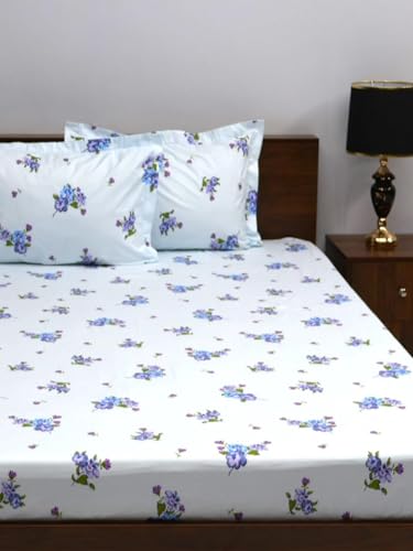 Bombay Dyeing King Size Bedsheet - 180 Thread Count Digital Print Cotton 274cmx274cm Super Soft Bedding Set Bed Linen with 2 Pillow Covers - 7001 (King, Blue) (B0D8G5S922) Amazon Price History, Amazon Price Tracker