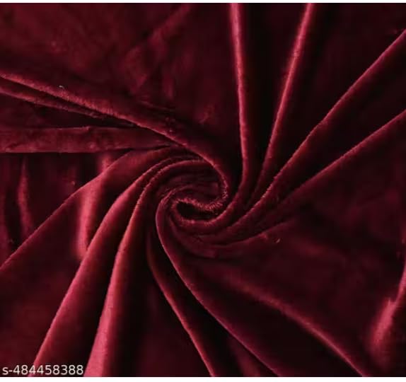 Image of Warm Flannel (Flano) King Size 330 TC Winter Fitted Bedsheet | All Side Elastic Premium Winter Soft Velvet Furnishing Bed Sheet with 2 Big Pillow Cover Size - 72 x 78 X 8 Inches Solid Maroon