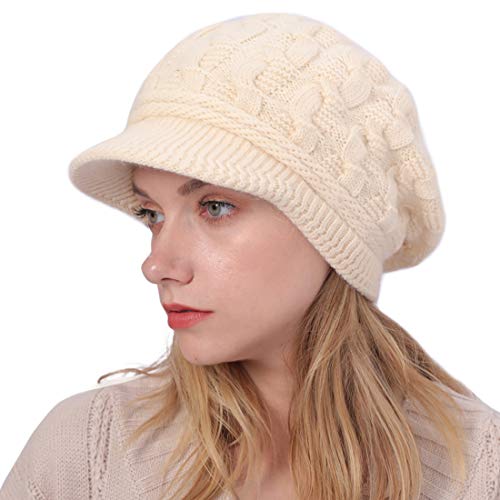 Catálogo para Comprar On-line Gorros de punto para Mujer que puedes comprar esta semana. 45 Muryobao Gorro de Punto para Mujer, cálido, con Visera, para Invierno, cálido, B-Blanco, Talla única