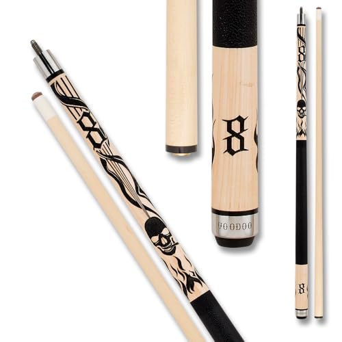 VOODOO Billiards Pool Cue Stick - Bone - Smoking Skull - 21oz