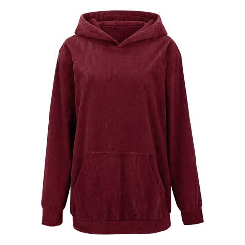 Womens Oversized Corduroy Hoodies Sweatshirts Casual Long Sleeve Pullover Tops 2025 Fall Winter with Pockets4