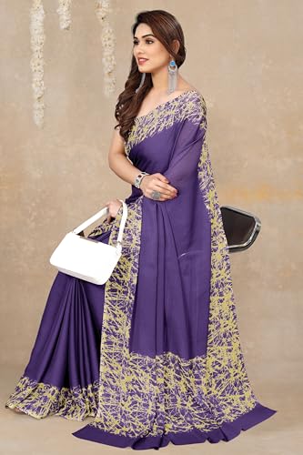 Image of MIRCHI FASHION Women Saree Abstract Print Chiffon | Breathable Lightweight Casual Sari for Regular Use and Office with Unstitched Blouse (Available in 25 Colors)