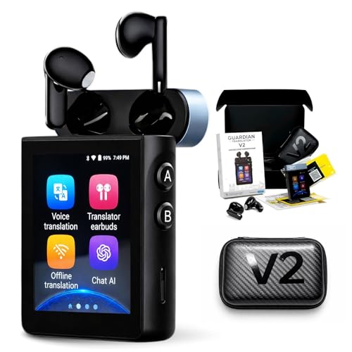 Guardian Translator V2 — AI Translator Device with Earbuds | Real-Time Two-Way Voice & Camera...