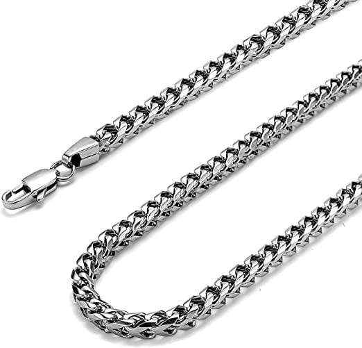 THE MEN THINGWHEAT CHAIN - 4mm Pure Stainless Steel Chain, 24inch for Men & Boys
