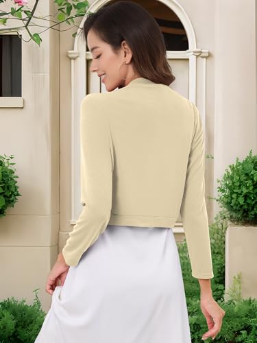 Image of Women's Long Sleeve Shrugs Lightweight Open Front Cropped Cardigan for Women S-2XL