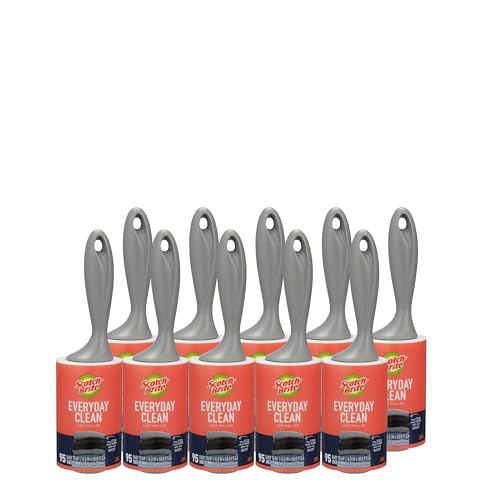 Image of Scotch-Brite Everyday Clean Lint Roller, Lint Remover for Pet Hair, Dark Clothes, Furniture, and Dusty Surfaces, Picks Up Fur & Fluff in Your Home, Car, & Office, 10 Pack, 950 Adhesive Sheets Total