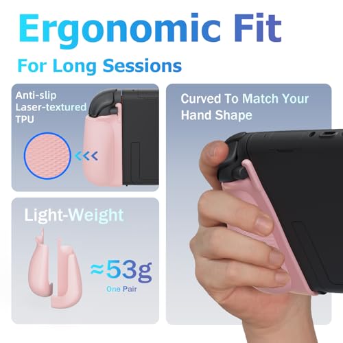 Image of MystiForge Split Grips for Nintendo Switch 2 Joycon 2 - Ergonomic, Anti-Slip TPU, Quick Release & Lightweight (Pink)