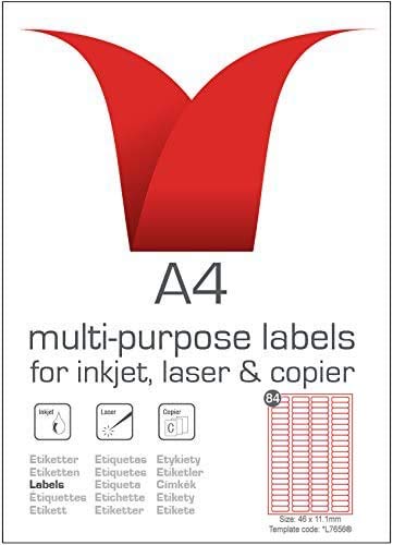 Multi-Purpose A4 White Self-Adhesive Labels - 46 x 11.1mm Barcode Labels - 84 Labels per Sheet - 100 Sheets per box/8400 Labels per Pack STW046011PO