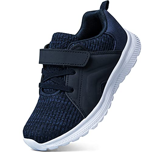 RUNSIDE Toddler Boys Girls Running Shoes Athletic Tennis Sneakers for Kids，Breathable and Lightweight Navy Blue