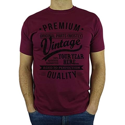 Vintage Year - Choose Your Year - Personalised Year Gift/Present Mens T-Shirt Burgundy XL Cover