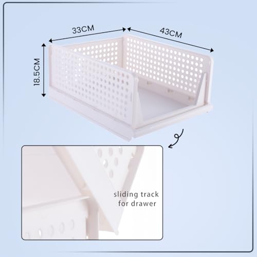 Image of CHESTON Wardrobe Organizer for Clothes Foldable & Stackable Almirah /Cupboard for Clothes Multi Purpose Plastic Shelf Clothes Box for Wardrobe Pack of 1