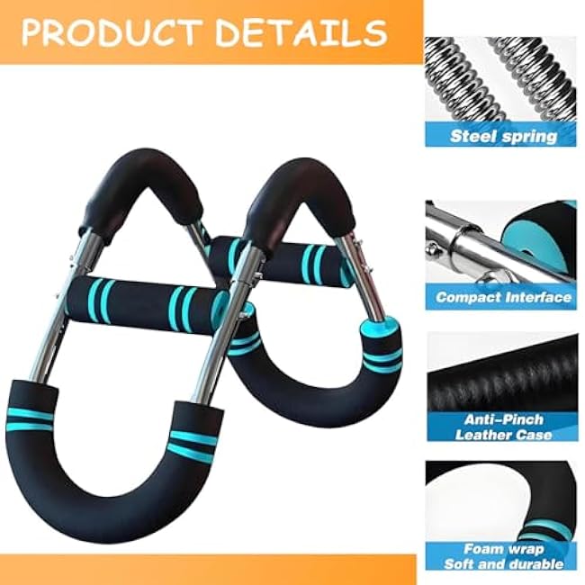 Twister Arm Trainer - Adjustable Forearm Strengthener, Arm Exercise Equipment, Chest Workout Equipment, Portable Spring Resistance for Home Workout Equipment (Blue)