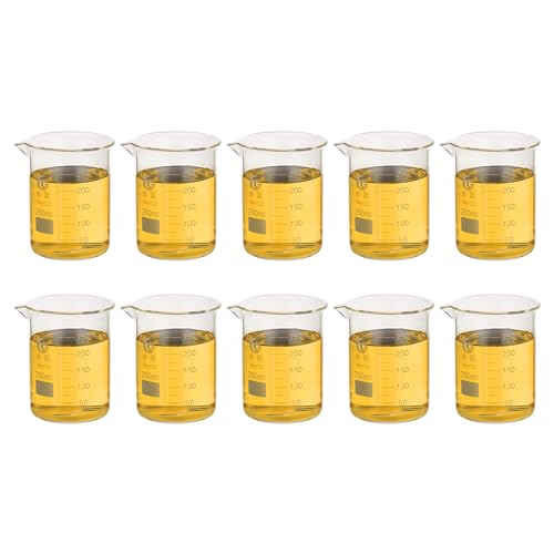 Becher en verre borosilicaté 250ml PATIKIL avec bec verseur pour laboratoire et cuisine (10 Pcs)