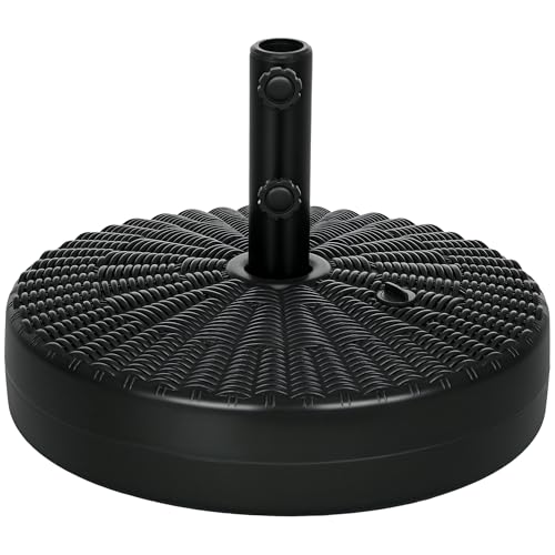 Outsunny Pied de Parasol Base de Parasol Support de Parasol à remplir d'eau et de Sable en HDPE pour mât Ø 38 et 48 mm - Ø51 x 36H cm Noir