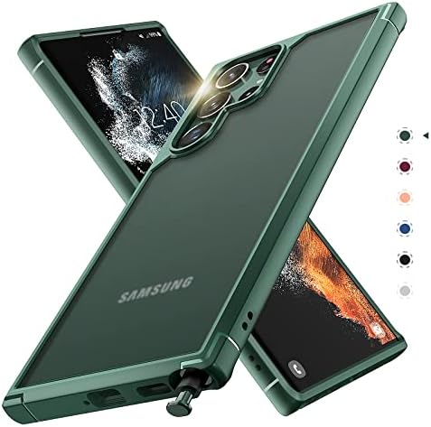 TOCOL for Samsung Galaxy S22 Ultra Case, Translucent Matte Hard Back [Military Grade Shockproof] [Anti-Scratch & Anti-Fingerprint] Slim Fit Protective Cover for Galaxy S22 Ultra Case 6.8'', Green