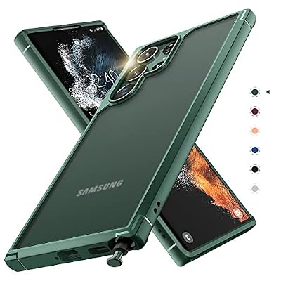 TOCOL for Samsung Galaxy S22 Ultra Case, Translucent Matte Hard Back [Military Grade Shockproof] [Anti-Scratch & Anti-Fingerprint] Slim Fit Protective Cover for Galaxy S22 Ultra Case 6.8'', Green