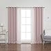 Best Home Fashion uMIXm Mix and Match Tulle Sheer Lace and Blackout 4 Piece Curtain Set – Antique Bronze Grommet Top – Dusty Pink – 52