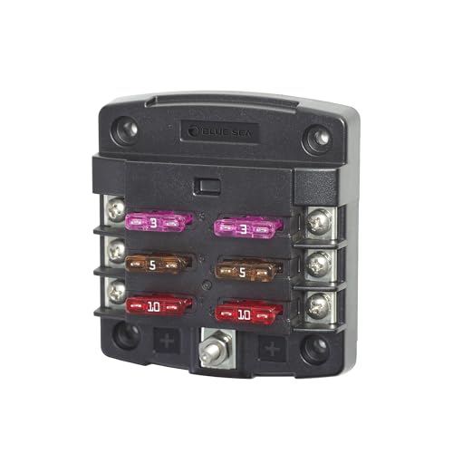 Blue Sea Systems ST Blade Fuse Block 6 Circuit without Cover, 100 Amps, 5033